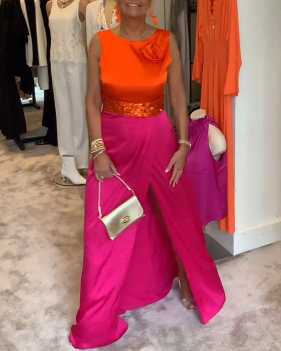 Tofarvet kjole uden ærmer