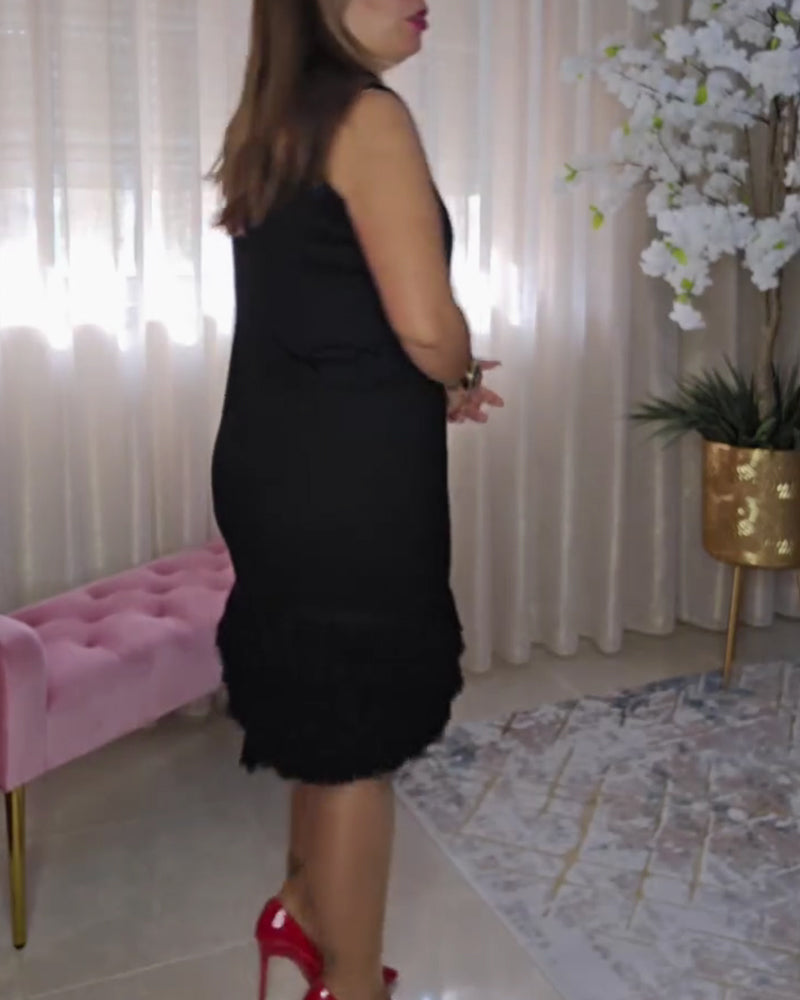 Kjole Ermløs Frynset Modne