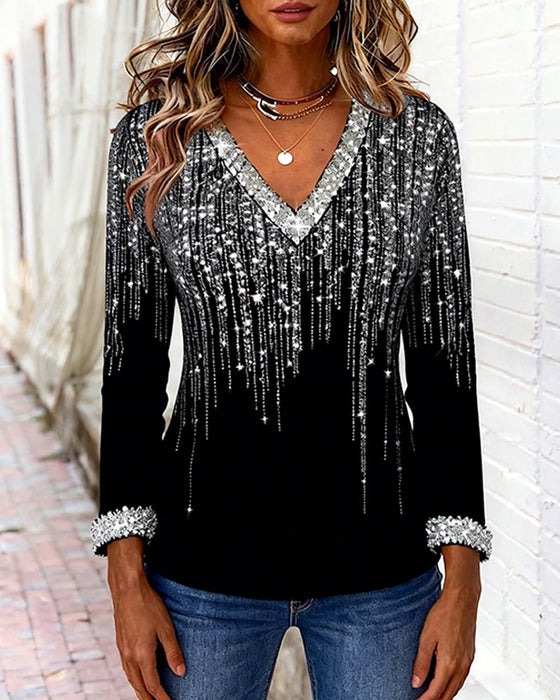 Trendy Løs Top Med V-Hals