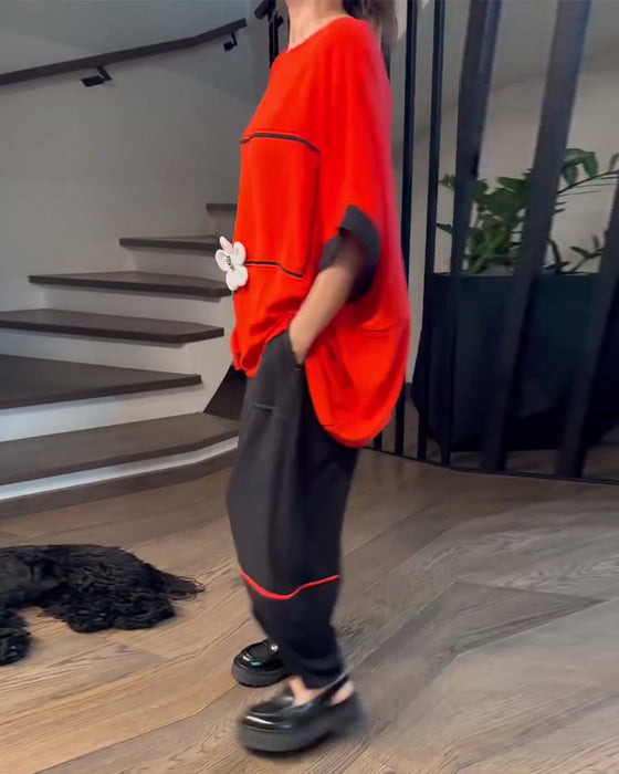 Sæt Løse Bloomers Casual Farveblokering