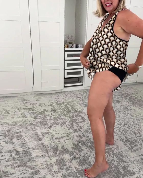 To-deligt Ærmeløst Geometrisk Badedragt