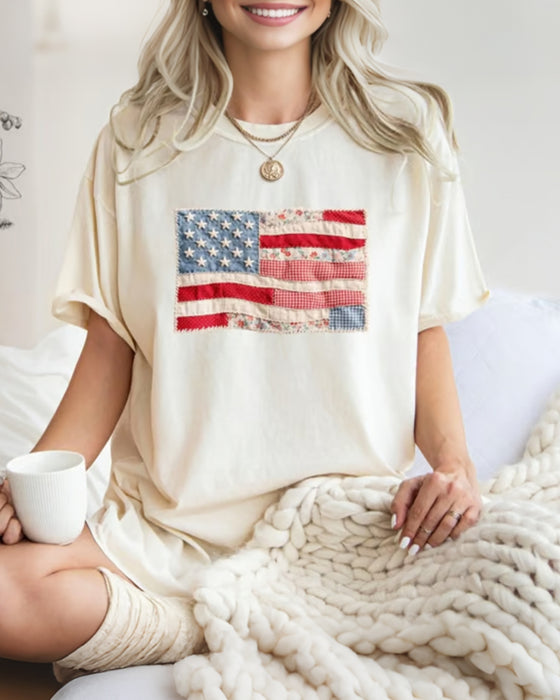 T-Shirt Fjerde Juli Amerikanske Flag