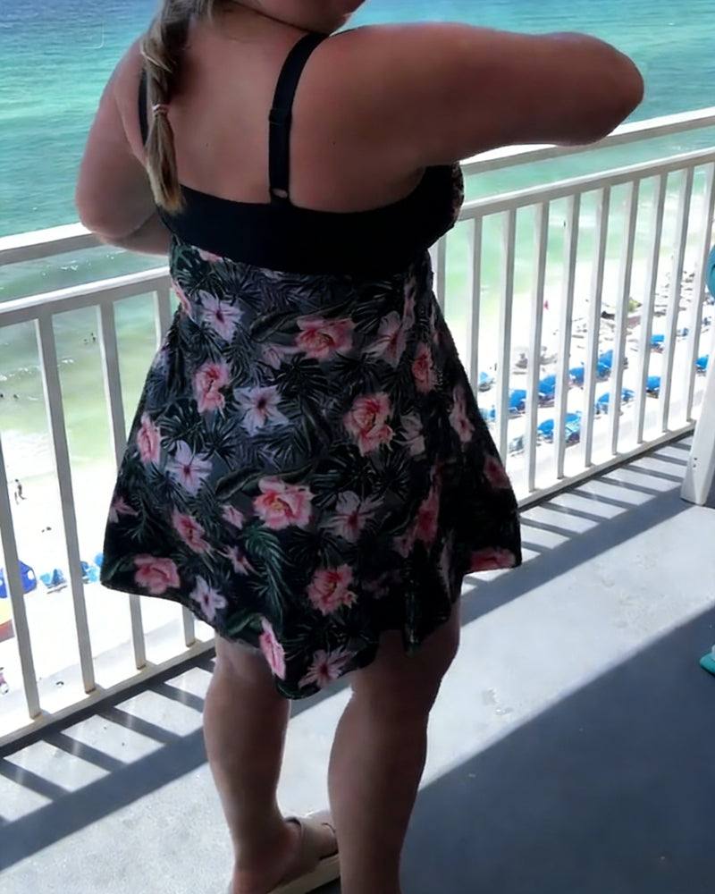 Badedragt med afslappet print og to dele