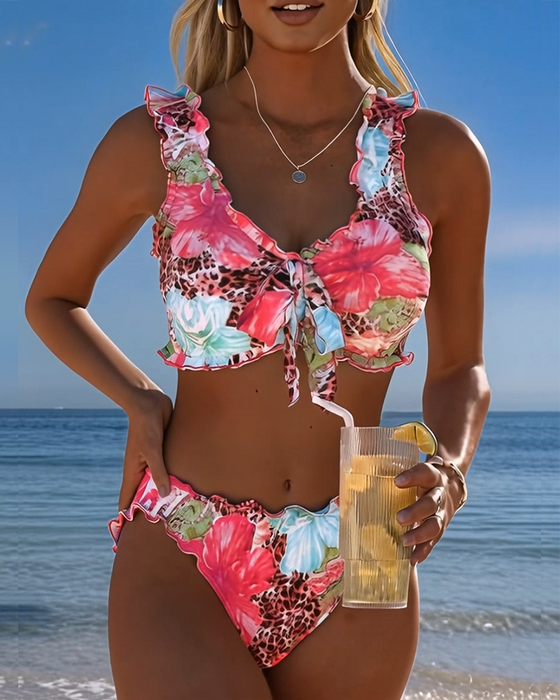 Bikinis Blomstret Leopard Lapværk