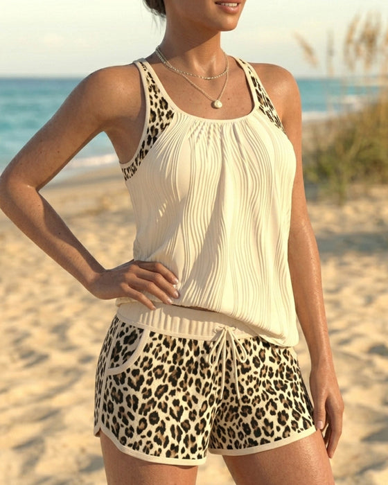 Tankini Leopardsmønster Snøring