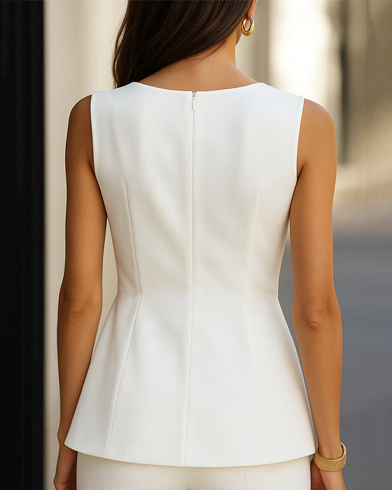 Tank Top Uregelmæssig Knappedesign