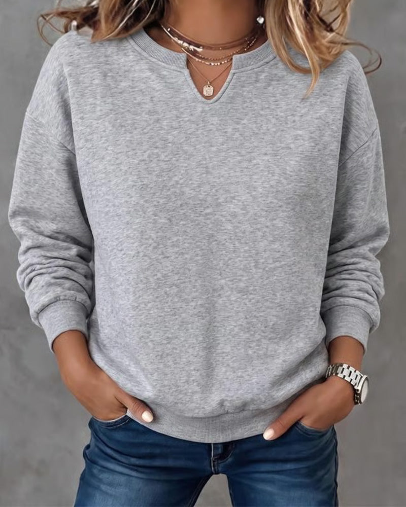 Sweatshirt Lille V-Hals Casual Lang Ærme