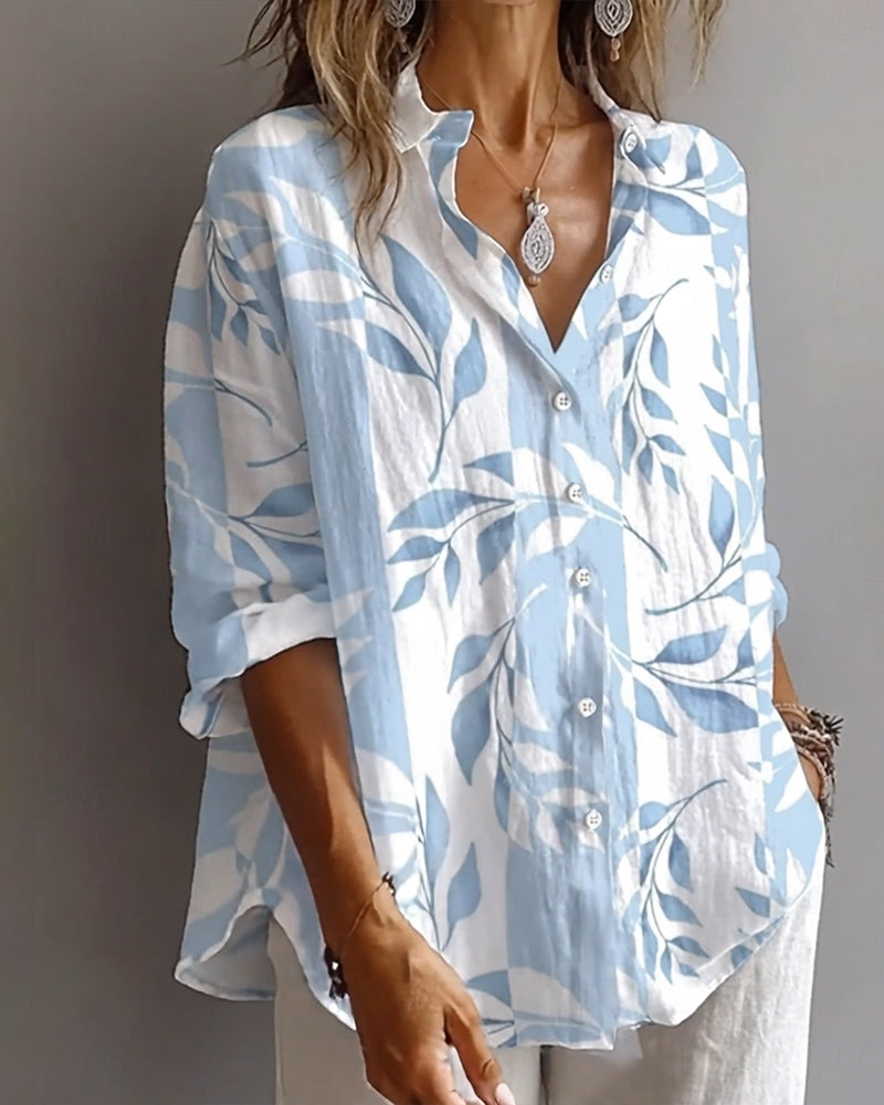 Skjorte Plantebladstryk Opslag