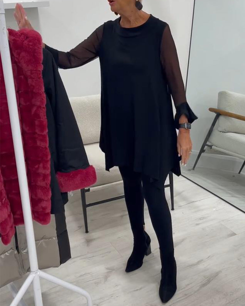 Bluse Med Uregelmæssig Kant Og Udstående Ærmer