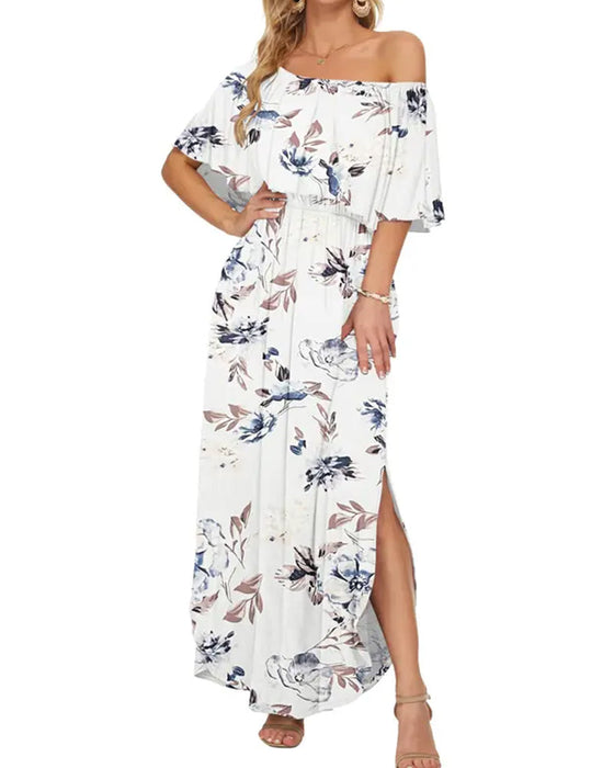 Kjole Elegant Blækvask Blomstret Maxi