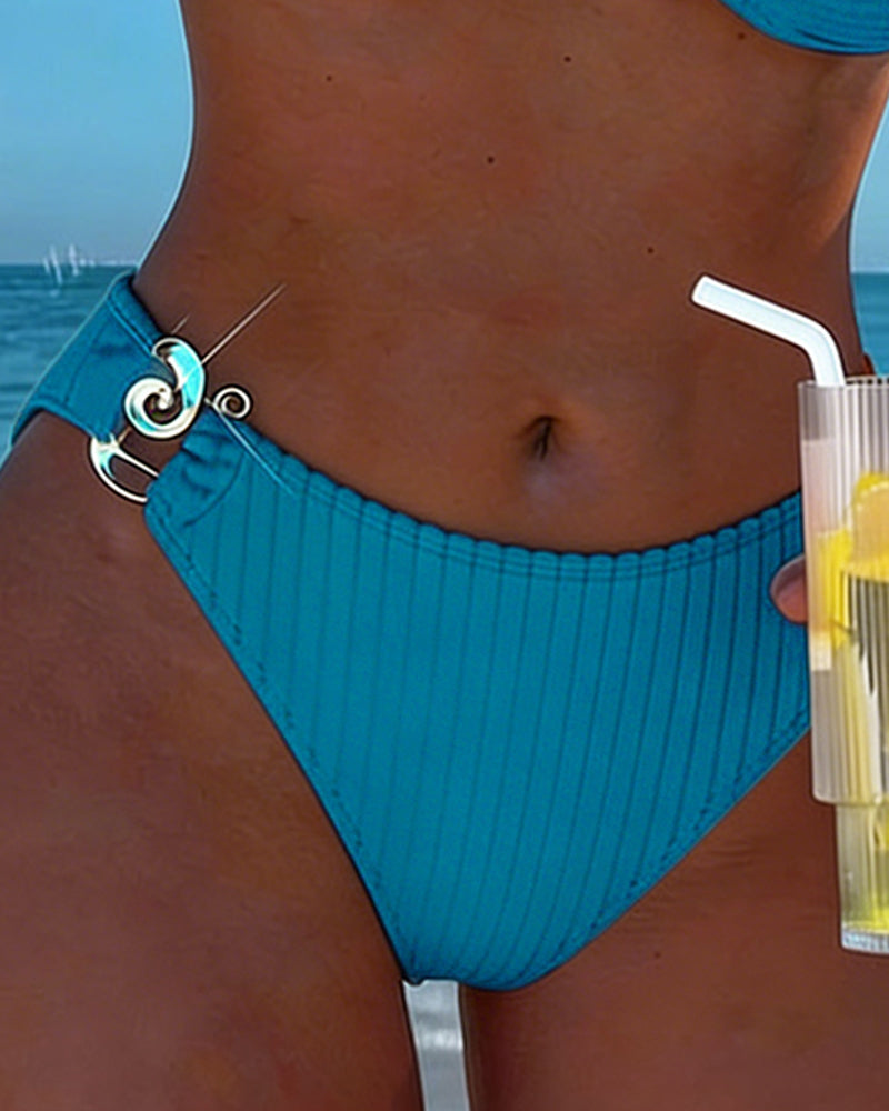 Bikini Vertikalt Mønster Metalspænde Opdelt