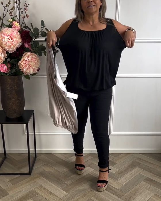 Top Uden Ærmer Ensfarvet Plisseret