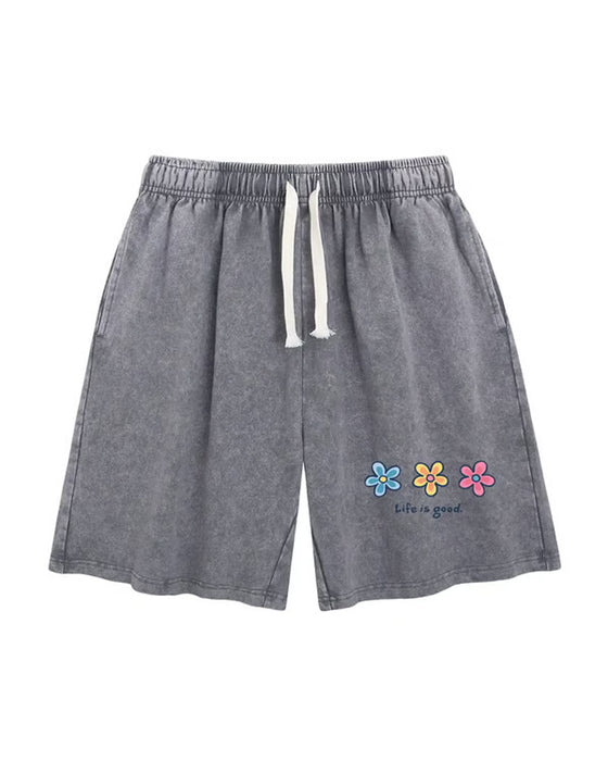 Shorts Blomstertryk Elastisk Snøre