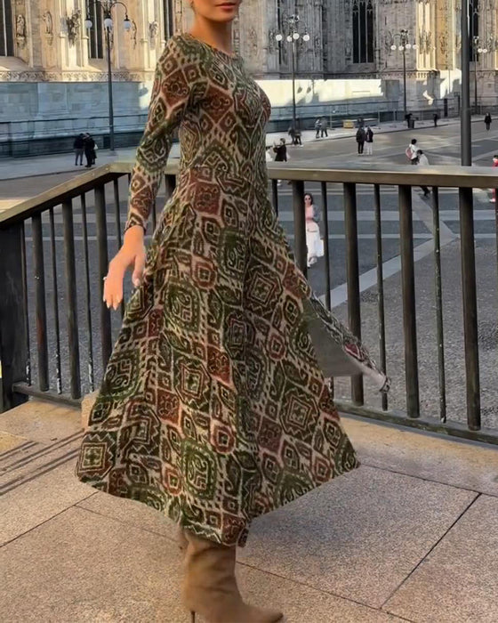 Kjole Fashion Retro Trykt Slids