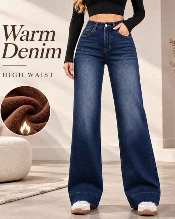 Fleeceforede wide-leg jeans