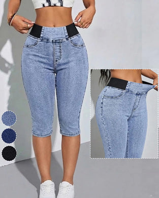 Jeans Elastisk Talje Croppet