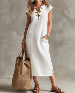 Kjole Elegant Knap Foran Slids