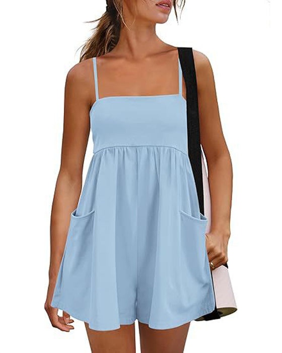 Jumpsuit Ensfarvet Farve Seler Bred Ben