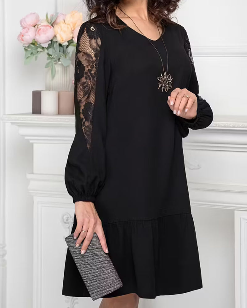 Kjole Mesh Patchwork V-hals