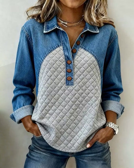 Sweatshirt Denim Patchwork Stilfuld