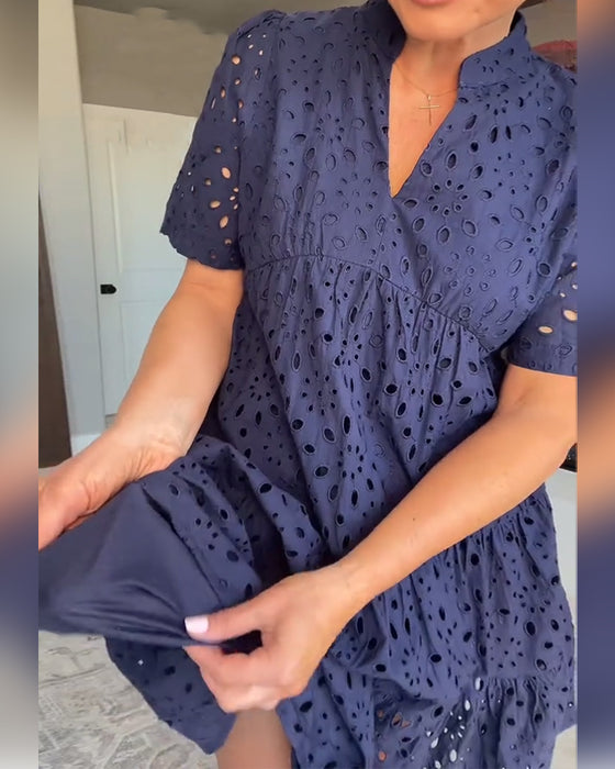 Kjole Stående Krave Udskåret A-Linje