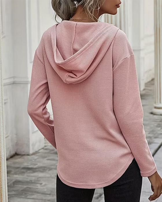 Bluse V-Hals Hoodie Uregelmæssig