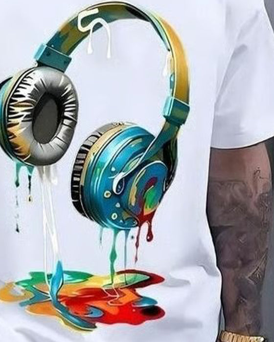 Herre T-Shirt Graffiti Hovedtelefontryk