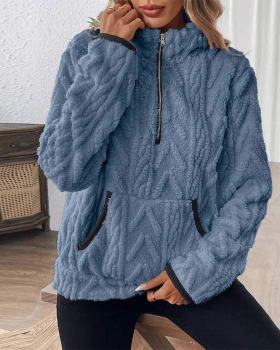 Sweatshirt Revers Lynlås Foran Ulden