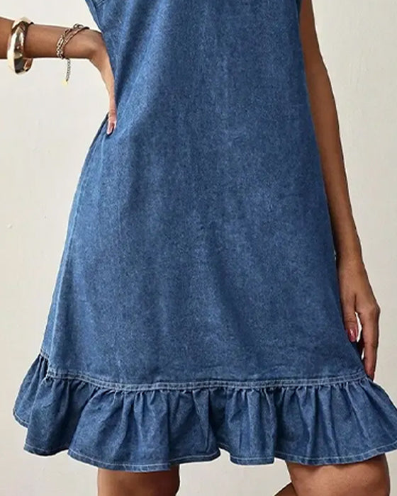 Kjoler ærmeløs Denim Havfrue Vest Kort