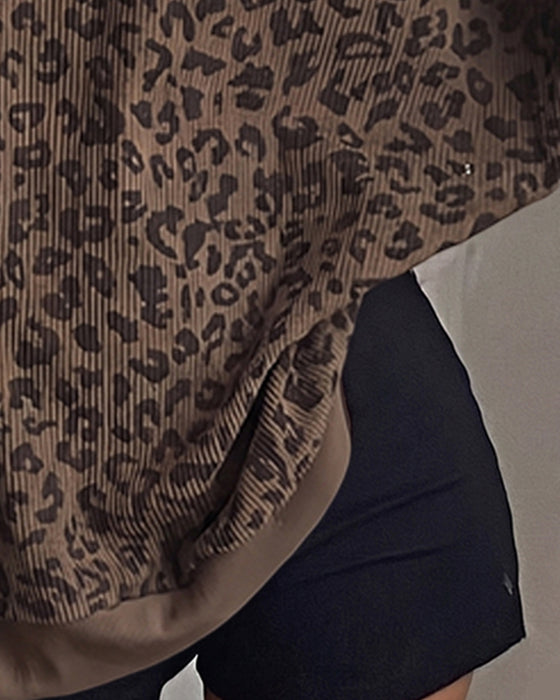 Sweatshirt Leopardmønster Langærmet
