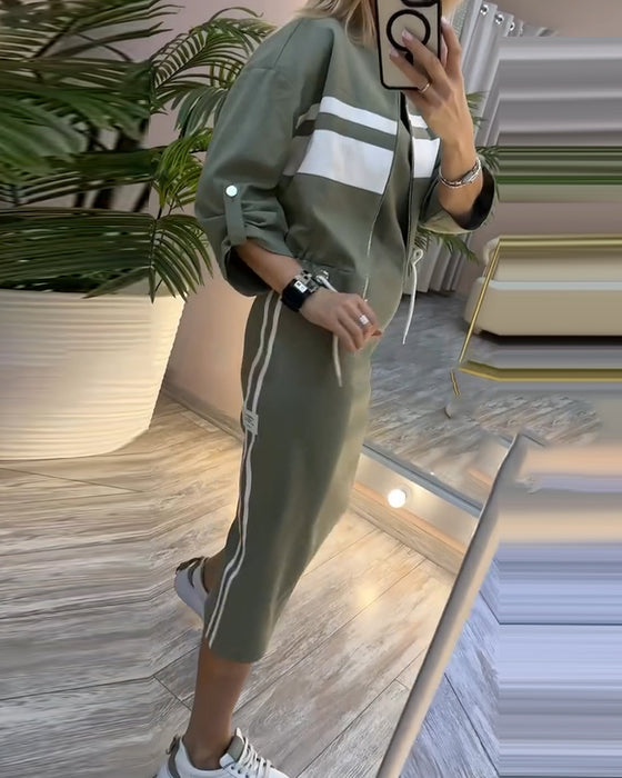 Sæt casual jakke ærmeløs kjole