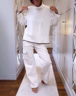 Pullover med høj hals og langærmet