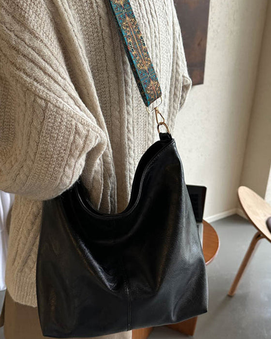 Vintage bucket bag med stor kapacitet og skulderstrop