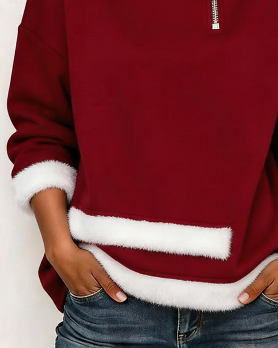 Sweatshirt Fleece Halv Lynlås