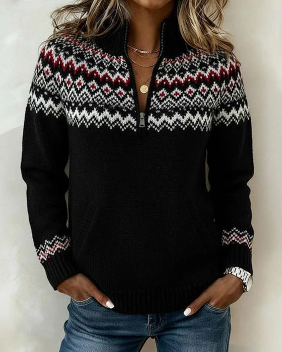 Sweater Vintage Halvlynlås Krave