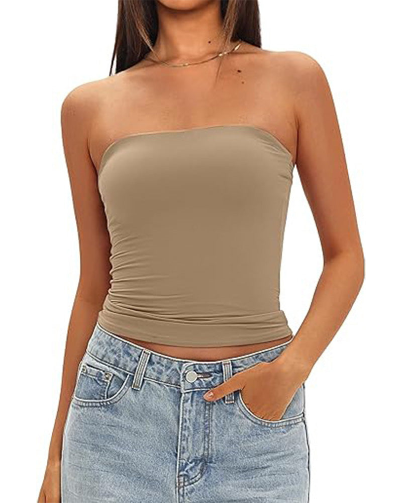 Tank Top Uden Stropper Kort Tætsiddende