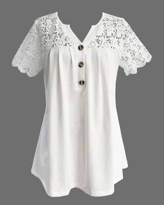 T-Shirt Hul Blonde Patchwork Plisseret