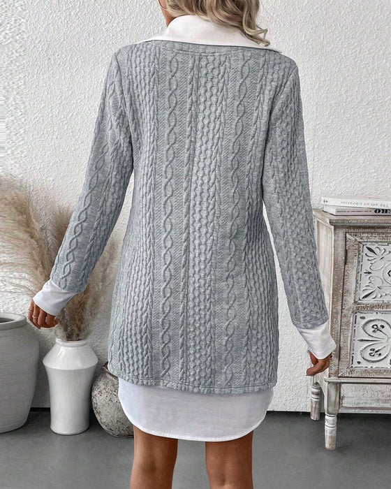 Kjole Skjortekrave Falsk To-Delst Strikket