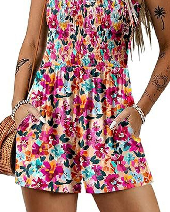 Jumpsuit blomstret afslappet stropshorts