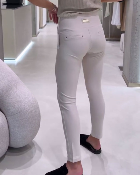 Bukser Høj Talje Sideknap Stretch