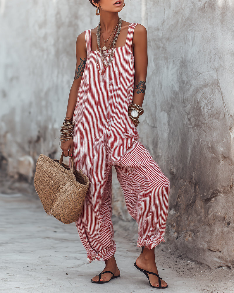 Jumpsuit Bred Strop Stribede Overall