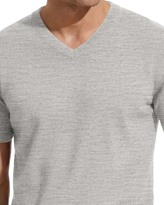 Pullover Mini V-Hals Casual Ensfarvet