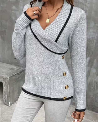 Pullover Langærmet V‑Hals