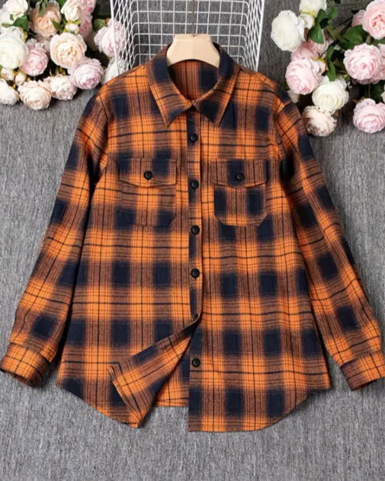 Bluse Casual Rutet Skjorte