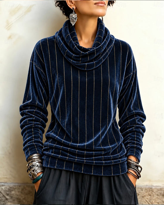 Top Stribet Cowl Hals Mode