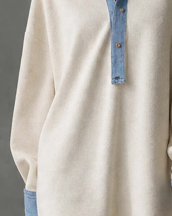 Kjole Patchwork Casual Lang Ærme