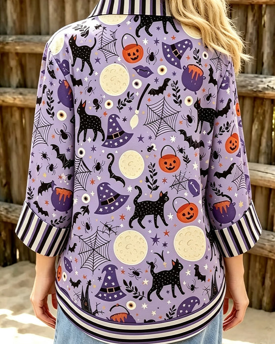 Bluse Revers Knap Stribe Halloween