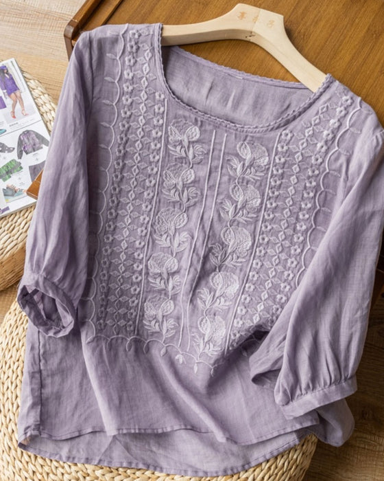 T-Shirt Retro Åndbar Rund Hals