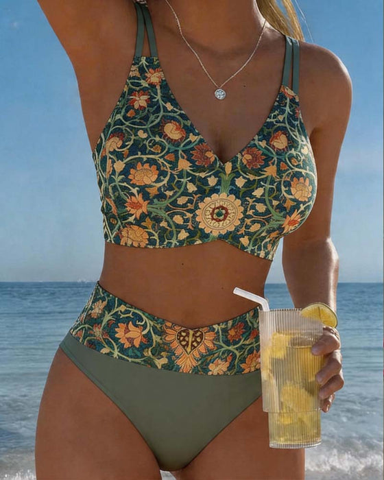Bikini Vintage Blomstermønster Sexet