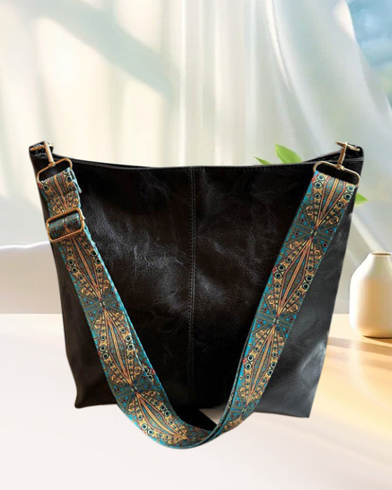 Vintage bucket bag med stor kapacitet og skulderstrop